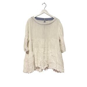 Free People Cream Gauze Peasant Blouse